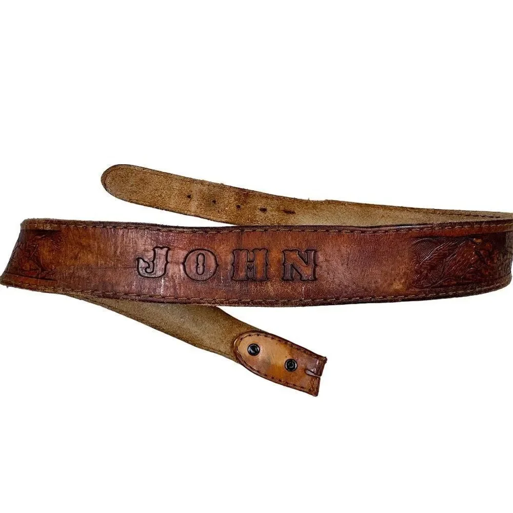 Vintage Brown Leather Belt Size Personalized 